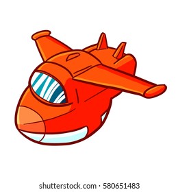 Cute and cool red orange futuristic airplane - vector.