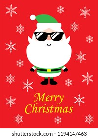 cute cool santa claus merry christmas greeting card vector