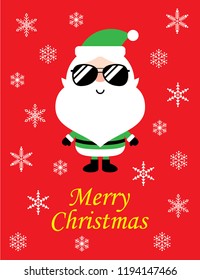 cute cool santa claus merry christmas greeting card vector