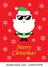 cute cool santa claus merry christmas greeting card vector
