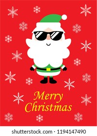 cute cool santa claus merry christmas greeting card vector