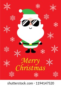 cute cool santa claus merry christmas greeting card vector