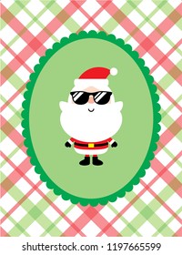cute cool santa claus merry christmas greeting card vector
