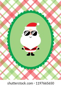 cute cool santa claus merry christmas greeting card vector