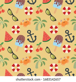 cute and cool vector pattern about summer vacation