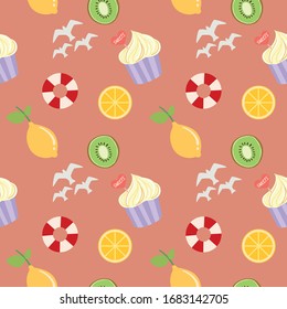 cute and cool vector pattern about summer vacation