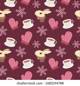 adorable y fresco patrón vectorial de invierno en invierno