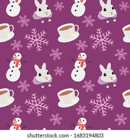 adorable y fresco patrón vectorial de invierno en invierno