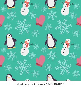 adorable y fresco patrón vectorial de invierno en invierno