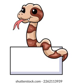 Cute copperhead snake cartoon with blank sign