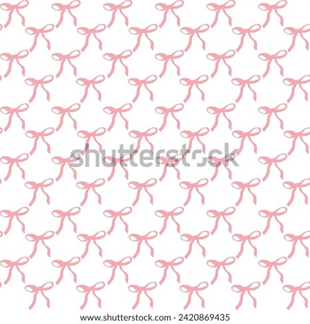 cute coquette aesthetic pattern seamless pink ribbon bow isolated on white background	
