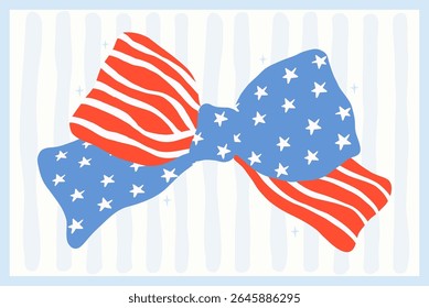 Fofo coquette américa laço em mão desenhado doodle design plano para 4 de julho