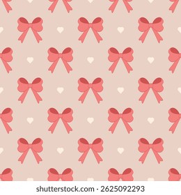 cute coquette bows and hearts seamless pattern. for prints, wrapping paper, wallpaper, textile, stationary, fabric