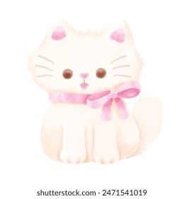 Cute coquette cat trendy illustration, Coquette Aesthetic Pink