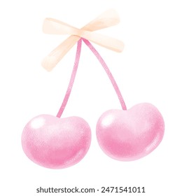 Cute coquette cherry trendy illustration, Coquette Aesthetic Pink