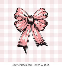 Cute Coquette Pink Bow Illustration Vector