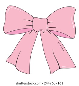 Süße coquette rosa Schleife. Vektorgrafik Hand gezeichnet Bogen.Rosa Bowknot für Geschenk.Ribbon Kollektion für Geschenk.Doodle Rosa Bogen im y2k-Stil.Coquette Ästhetisch.Klassisch Bogen Coquette Girly.Vektorillustration.Groovy