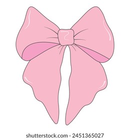 Lindo arco rosa coqueta. Vector dibujado a mano Bow.Pink Bowknot para regalo.Ribbon colección para regalo.Doodle arco rosa en estilo y2k.Coquette Estética.Antiguas arco coqueta Girly.Ilustración vectorial.Groovy