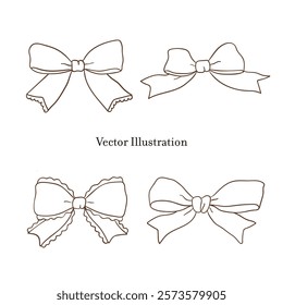 Cute Coquette Ribbon Bow Vector Illustration