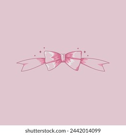 cute coquette style pink bow illustration