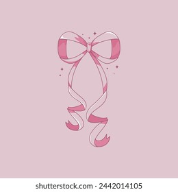 cute coquette style pink bow illustration