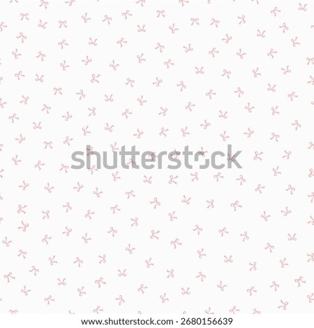 Cute coquette vector ditzy seamless pattern pink ribbon bow background. Pink white preppy feminine romantic backdrop for textile, fabric, wallpaper, wrapping. Tossed repeat baby girl shower, nursery