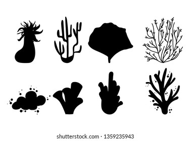 Cute corals set on white background vector illustation hand draw desing