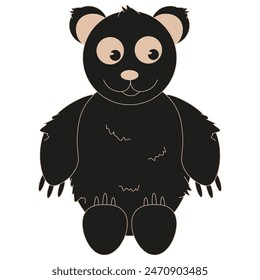 Cute Cordel style Bear isolated white background. Funny Hand Drawn Bear Woodcut Brazilian stylish. Funny children vector can used t-shirt print template. Editable stroke. EPS 10