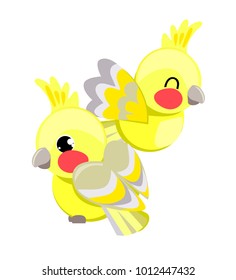 Cute corella parrot bird vector illustration, Children illustration. 
