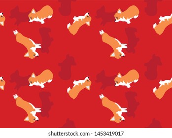 Cute Corgi Animation Sequence Cartoon Character Vector Seamless Background Wallpaper