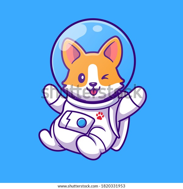 Cute Corgi Astronaut Flying Cartoon Vector Stock Vector (royalty Free 