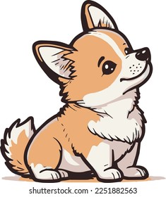 Cute corgi baby pet looking up puppy clipart