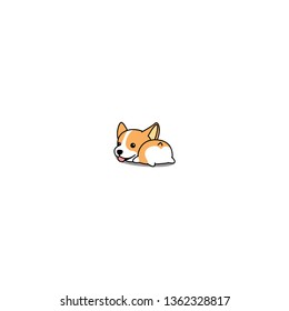 Cute corgi butt cartoon icon, vector illustration