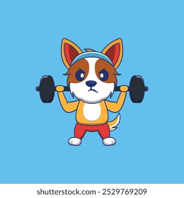 Ilustración linda del icono del Vector de la aptitud del gimnasio de la historieta de Corgi.