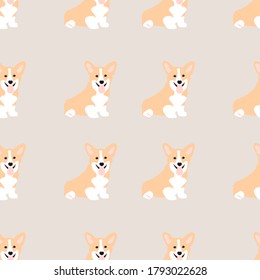 Cute corgi cartoon seamless pattern, vector illustration