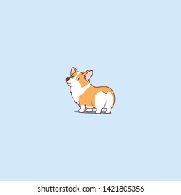 Cute corgi dog cartoon icon, welsh corgi butt, vector illustration