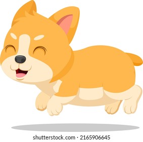 Cute corgi dog cartoon on white background