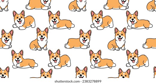 Cute Corgi Hund Cartoon nahtlose Muster, Vektorgrafik, ich erschaffe es selbst, es ist nicht AI-generierte Inhalte.