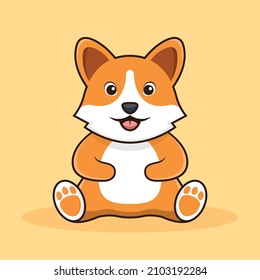 Cute Corgi Dog Cartoon Vector Illustration