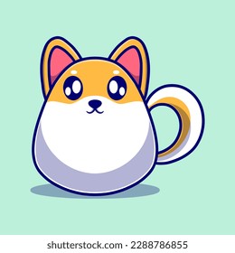 cute corgi dog cartoon vector icon illustration. animal nature icon concept isolated premium vector. flat design 