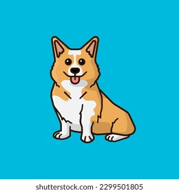 Dibujo vectorial de caricatura de perro Corgi para el Día del Corgi el 3 de junio