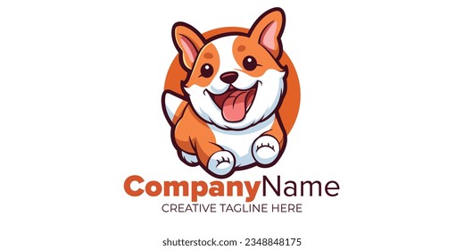 Cute Corgi Dog Cartoon: Vector Illustration for Petshop, Veterinary Clinic, Logo, Icon, Design, Poster, Flyer, and Advertisement