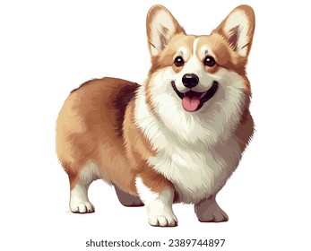 Cute Corgi dog cartoon Vector Style white background