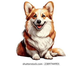 Cute Corgi Hund Cartoon Vektor Style, weißer Hintergrund