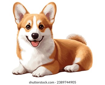 Cute Corgi dog cartoon Vector Style white background