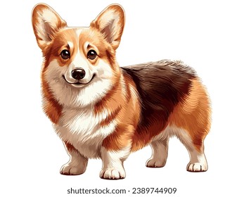 Cute Corgi dog cartoon Vector Style white background