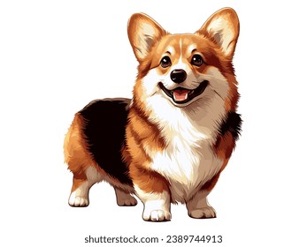 Cute Corgi dog cartoon Vector Style white background