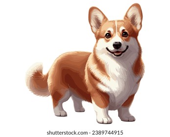 Cute Corgi Hund Cartoon Vektor Style, weißer Hintergrund