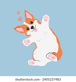 Ilustración de un icono vectorial de caricatura de perro de corgi lindo. Adecuado para banner, tarjeta, pegatina, publicación en medios sociales y afiche. Día Internacional del Corgi.