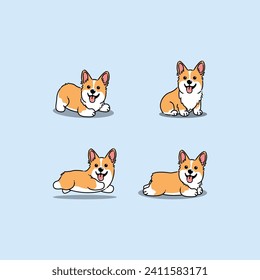 Cute corgi dog cartoon, vector illustration